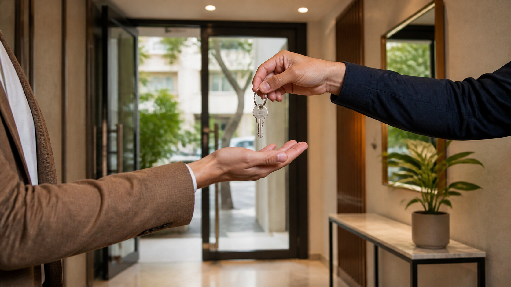 Illustrative completed Athens residential entrance and key handover